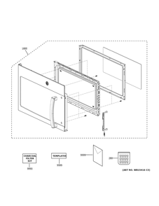 Door Parts Diagram and Parts List for JNM3163DJ3BB  General Electric Microwave