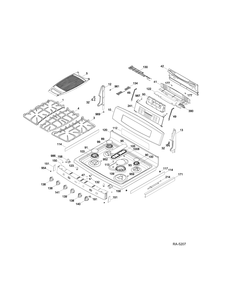 CONTROL PANEL & COOKTOP Diagram and Parts List for PC2B930SET2SS  General Electric Range