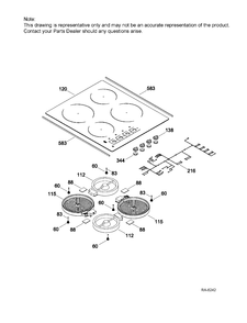 CONTROL PANEL & COOKTOP Diagram and Parts List for MCP2024DJ1BB  General Electric Range