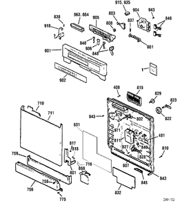 DOOR & ESCUTCHEON PARTS Diagram and Parts List for GSD4610X02BB  General Electric Dishwasher