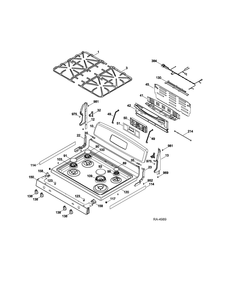 Control Panel And Cooktop Diagram and Parts List for JVM1540LMC42  General Electric Range