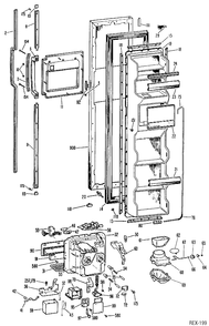 FREEZER DOOR Diagram and Parts List for TFXC24FLM  General Electric Refrigerator