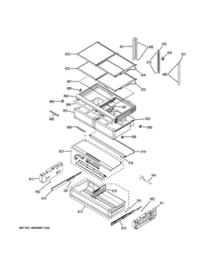 Fresh Food Shelves Diagram and Parts List for CYE22TSHJSS  General Electric Refrigerator