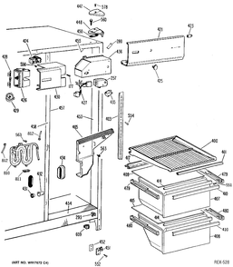 REFRIGERATOR SECTION Diagram and Parts List for 39338  General Electric Refrigerator