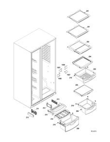 FF SHELVES Diagram and Parts List for PSRS6YGZADSS  General Electric Refrigerator