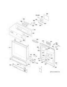 Escutcheon & Door Assembly Diagram and Parts List for GSD3360D45SS  General Electric Dishwasher