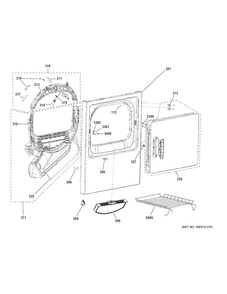 Front Panel & Door Diagram and Parts List for GTD42GASJ1WW  General Electric Dryer