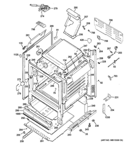 Body Parts Diagram and Parts List for JGB645DEK1BB  General Electric Range