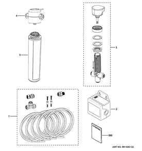 Water Filter Diagram and Parts List for GXK185KBL  General Electric Water Filter System