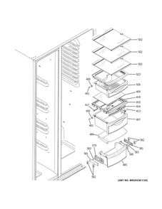 Fresh Food Shelves Diagram and Parts List for GZS22IMNYHES  General Electric Refrigerator