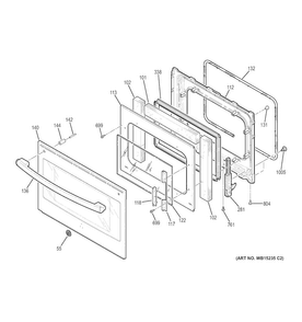 Door Diagram and Parts List for JS750EF1ES  General Electric Range