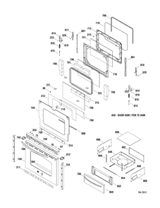 DOOR & DRAWER Diagram and Parts List for JCBP81SP1SS  General Electric Range