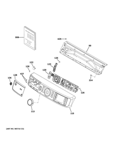 Controls And Backsplash Diagram and Parts List for GFD55ESPN1DG  General Electric Dryer