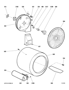DRUM & HEATER Diagram and Parts List for PCSB330GC2WC  General Electric Dryer