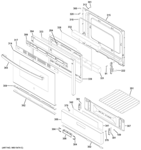 Door & Drawer Parts Diagram and Parts List for JGBS60DEK1BB  General Electric Range