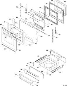 DOOR-DRAWER Diagram and Parts List for PCB909DR1WW  General Electric Range