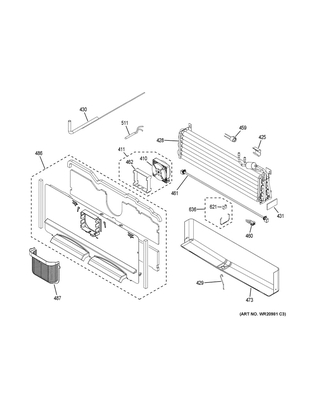 Freezer Section Diagram and Parts List for CWE23SP4MCW2  General Electric Refrigerator