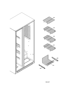 FZ BASKETS Diagram and Parts List for DSRS5KGXIFGS  General Electric Refrigerator