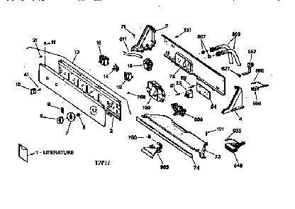 Controls & Backsplash Diagram and Parts List for WCSR411078AA  General Electric Washer