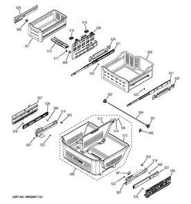 Freezer Shelves Diagram and Parts List for CFE29TSDESS  General Electric Refrigerator