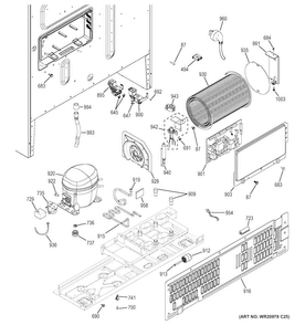 Machine Compartment Diagram and Parts List for DFE28JGHDWW  General Electric Refrigerator