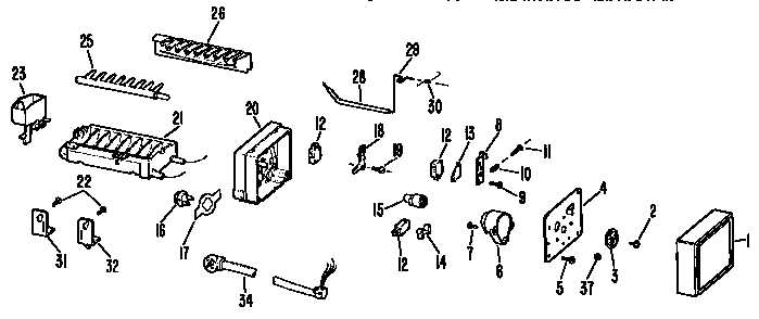 Icemaker Diagram and Parts List for WR30M0153  General Electric Ice Maker