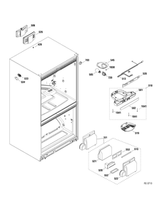 FF SECTION Diagram and Parts List for GDRS3KBYARSS  General Electric Refrigerator
