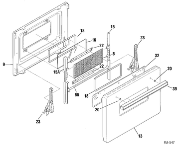 DOOR ASSEMBLY Diagram and Parts List for MRMF2200TM-3  General Electric Range