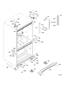 HINGE PARTS Diagram and Parts List for GFRF2KBYCWW  General Electric Refrigerator
