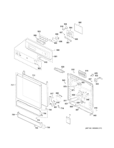 Escutcheon & Door Assembly Diagram and Parts List for GSD3360K00SS  General Electric Dishwasher