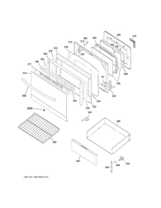 Door & Drawer Parts Diagram and Parts List for JB255RK2SS  General Electric Range