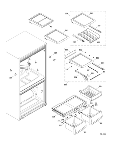 FF SHELVES Diagram and Parts List for PDRS3MBYARSS  General Electric Refrigerator