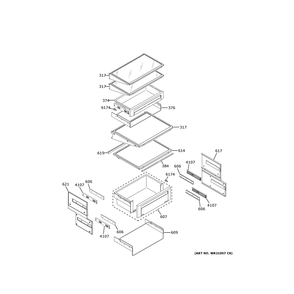 Fresh Food Shelves Diagram and Parts List for CSB48YP2NMS1  General Electric Refrigerator