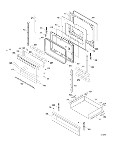 DOOR-DRAWER Diagram and Parts List for JGSP28DER1WW  General Electric Range