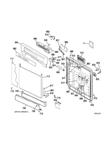 DOOR Diagram and Parts List for GHDD511L00BB  General Electric Dishwasher