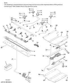 GAS & BURNER PARTS Diagram and Parts List for PCGB911SEJ1SS  General Electric Range