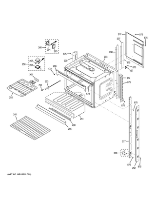 Upper Oven Diagram and Parts List for JT5500SF6SS  General Electric Wall Oven