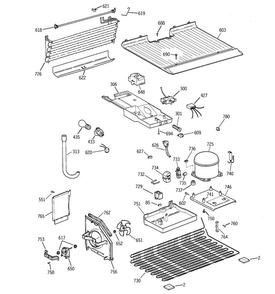 Unit Parts Diagram and Parts List for GTR18ABMBRWW  General Electric Refrigerator