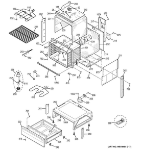 Body Parts Diagram and Parts List for JS250DF1CC  General Electric Range