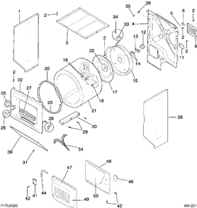 UPPER CABINET Diagram and Parts List for 52750-5  General Electric Washer