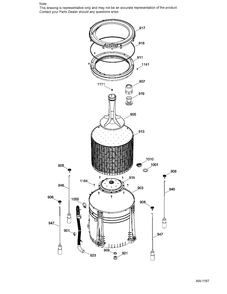 TUB WASHER Diagram and Parts List for GUD27ESMJ0WW  General Electric Dryer