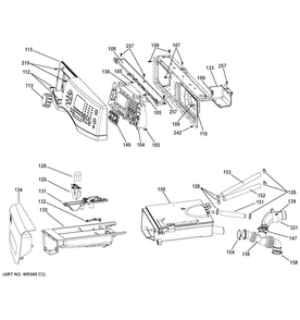Controls & Dispenser Diagram and Parts List for GFWN1600J0WW  General Electric Washer
