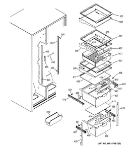 Fresh Food Shelves Diagram and Parts List for GSS22WGPCCC  General Electric Refrigerator