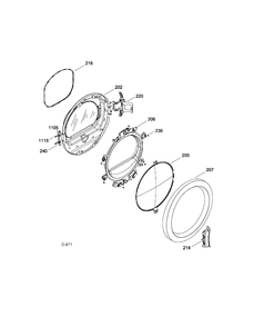 DOOR Diagram and Parts List for GFMS140ED0WW  General Electric Dryer