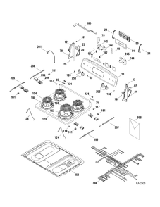 CONTROLS & COOKTOP Diagram and Parts List for JCBS25M1WW  General Electric Range