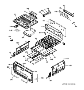 Upper Oven Diagram and Parts List for PGS950EEF1ES  General Electric Range