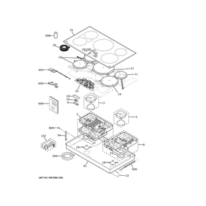 Control Panel And Cooktop 1 Diagram and Parts List for CHP90362T3SS  General Electric Cooktop