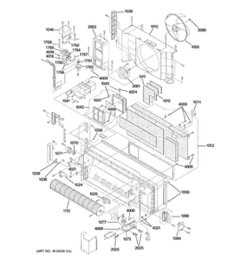 Motor & Chassis Parts Diagram and Parts List for AZ61H12DACW2  General Electric Air Conditioner