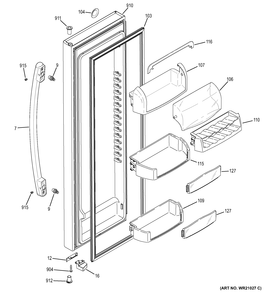 FRESH FOOD DOOR Diagram and Parts List for GSE26HGECHBB  General Electric Refrigerator