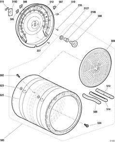 DRUM & HEATER Diagram and Parts List for UPVH880EJ0MV  General Electric Dryer